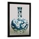 Gerahmtes Bild von Chinesische Malerei Blauweiße Kugelvase/Porzellan/China, Kunstdruck im hochwertigen handgefertigten Bilder-Rahmen, 50x70 cm, Schwarz matt