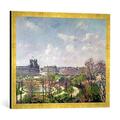 Gerahmtes Bild von Camille Pissarro The Garden of the Tuileries, Morning, Spring, 1900", Kunstdruck im hochwertigen handgefertigten Bilder-Rahmen, 70x50 cm, Gold raya