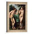 Gerahmtes Bild von Peter Paul Rubens Adam und Eva unter dem Baum der Erkenntnis, Kunstdruck im hochwertigen handgefertigten Bilder-Rahmen, 30x40 cm, Silber raya