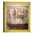 Gerahmtes Bild von Griechische Malerei Heimkehrender Ritter/griech. 4.Jh.v.Chr, Kunstdruck im hochwertigen handgefertigten Bilder-Rahmen, 30x30 cm, Gold raya