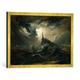 Gerahmtes Bild von Karl Blechen Stormy sea with Lighthouse, Kunstdruck im hochwertigen handgefertigten Bilder-Rahmen, 70x50 cm, Gold raya