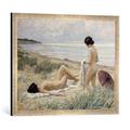 Gerahmtes Bild von Paul Fischer "Summer on the Beach", Kunstdruck im hochwertigen handgefertigten Bilder-Rahmen, 70x50 cm, Silber raya