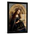 Gerahmtes Bild von Hubert & Eyck & Jan van Detail of The Ghent Altarpiece, The Virgin Mary, 1432", Kunstdruck im hochwertigen handgefertigten Bilder-Rahmen, 50x70 cm, Schwarz matt