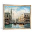 Gerahmtes Bild von Herman David Salomon Corrodi Ansicht der Piazzetta in Venedig, Kunstdruck im hochwertigen handgefertigten Bilder-Rahmen, 70x50 cm, Silber raya