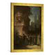 Gerahmtes Bild von Carl Spitzweg Spanisches Ständchen, Kunstdruck im hochwertigen handgefertigten Bilder-Rahmen, 50x70 cm, Gold raya