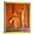 Gerahmtes Bild von 1. Jahrhundert v.Chr "Pompeji, Villa dei Misteri, Ausschnitt", Kunstdruck im hochwertigen handgefertigten Bilder-Rahmen, 70x70 cm, Gold raya