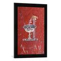 Gerahmtes Bild von Pompeji Pompeji, Brunnen/Wandmalerei, Kunstdruck im hochwertigen handgefertigten Bilder-Rahmen, 40x60 cm, Schwarz matt