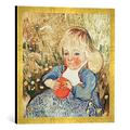 Gerahmtes Bild von Vincent Van Gogh L'Enfant a l'orange, Kunstdruck im Hochwertigen handgefertigten Bilder-Rahmen, 50x50 cm, Gold Raya