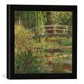 Gerahmtes Bild von Claude Monet Le Bassin aux nymphéas, harmonie rose, Kunstdruck im hochwertigen handgefertigten Bilder-Rahmen, 30x30 cm, Schwarz matt