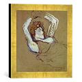 Gerahmtes Bild von Henri de Toulouse-Lautrec Femme couchée sur le dos, les bras levés, Kunstdruck im hochwertigen handgefertigten Bilder-Rahmen, 30x30 cm, Gold raya