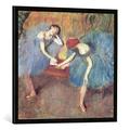 Gerahmtes Bild von Edgar Degas "Two Dancers at Rest or, Dancers in Blue, c.1898", Kunstdruck im hochwertigen handgefertigten Bilder-Rahmen, 70x70 cm, Schwarz matt