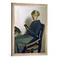 Gerahmtes Bild von Michael Peter AncherEin junges Mädchen beim Lesen, Maren Sofie Olsen, Kunstdruck im hochwertigen handgefertigten Bilder-Rahmen, 50x70 cm, Silber raya