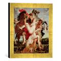 Gerahmtes Bild von Peter Paul RubensDer Raub der Töchter des Leucippus, Kunstdruck im hochwertigen handgefertigten Bilder-Rahmen, 30x30 cm, Gold raya
