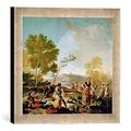 Gerahmtes Bild von Francisco Jose de Goya y Lucientes La merienda, Kunstdruck im hochwertigen handgefertigten Bilder-Rahmen, 30x30 cm, Silber raya