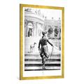 Gerahmtes Bild von Georg Schöbel "Friedrich d.Gr.in Sanssouci / n.Schöbel", Kunstdruck im hochwertigen handgefertigten Bilder-Rahmen, 70x100 cm, Gold raya