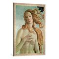 Gerahmtes Bild von Sandro Botticelli Venus, detail from The Birth of Venus, c.1485 (detail of 412)", Kunstdruck im hochwertigen handgefertigten Bilder-Rahmen, 60x80 cm, Silber raya