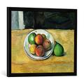 Gerahmtes Bild von Paul Cézanne Still Life with a Peach and Two Green Pears, c. 1883-87", Kunstdruck im hochwertigen handgefertigten Bilder-Rahmen, 70x50 cm, Schwarz matt