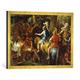 Gerahmtes Bild von Charles Le Brun "Alexandre et Porus", Kunstdruck im hochwertigen handgefertigten Bilder-Rahmen, 70x50 cm, Gold raya