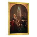 Gerahmtes Bild von Moritz Daniel Oppenheim "Felix Mendelssohn-Bartholdy spielt vor Goethe", Kunstdruck im hochwertigen handgefertigten Bilder-Rahmen, 60x80 cm, Gold raya