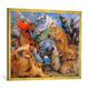 Gerahmtes Bild von Peter Paul Rubens "The Tiger Hunt, c.1616", Kunstdruck im hochwertigen handgefertigten Bilder-Rahmen, 100x70 cm, Gold raya