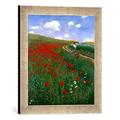 Gerahmtes Bild von Pal Szinyei Merse The Poppy Field, Kunstdruck im hochwertigen handgefertigten Bilder-Rahmen, 30x40 cm, Silber raya