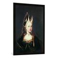 Gerahmtes Bild von French School "A horned witch", Kunstdruck im hochwertigen handgefertigten Bilder-Rahmen, 70x100 cm, Schwarz matt