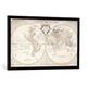 Gerahmtes Bild von John & John Senex & Maxwell "A Map of the World, Corrected from the Observations communicated to the Royal Societies of London and Paris, to the Right Honour", Kunstdruck im hochwertigen handgefertigten Bilder-Rahmen, 100x50 cm,...