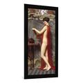 Gerahmtes Bild von John William Godward "The Jewel Box", Kunstdruck im hochwertigen handgefertigten Bilder-Rahmen, 50x100 cm, Schwarz matt