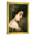 Gerahmtes Bild von Gabriel Ritter von Max Porträt einer Dame als Thalia, Kunstdruck im hochwertigen handgefertigten Bilder-Rahmen, 50x70 cm, Gold raya
