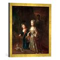 Gerahmtes Bild von Antoine Pesne "Friedrich d.Gr.u.Wilhelmine / Pesne 1714", Kunstdruck im hochwertigen handgefertigten Bilder-Rahmen, 50x50 cm, Gold raya