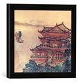 Gerahmtes Bild von Chinesische Malerei Pavillon der himmlischen Melodien/um1000, Kunstdruck im hochwertigen handgefertigten Bilder-Rahmen, 30x30 cm, Schwarz matt