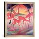 Gerahmtes Bild von Franz Marc "Deer", Kunstdruck im hochwertigen handgefertigten Bilder-Rahmen, 50x50 cm, Silber raya