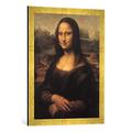 Gerahmtes Bild von Leonardo da Vinci "Mona Lisa (La Gioconda)", Kunstdruck im hochwertigen handgefertigten Bilder-Rahmen, 50x70 cm, Gold raya