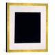 Gerahmtes Bild von Kasimir Sewerinowitsch Malewitsch Schwarzes Quadrat, Kunstdruck im hochwertigen handgefertigten Bilder-Rahmen, 50x50 cm, Gold raya