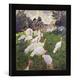 Gerahmtes Bild von Claude Monet The Turkeys at the Chateau de Rottembourg, Montgeron, 1877 (oil on canvas_, Kunstdruck im hochwertigen handgefertigten Bilder-Rahmen, 40x30 cm, Schwarz matt