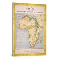 Gerahmtes Bild von English School "A Map of Africa to Illustrate the Travels of David Livingstone (1813-73), Henry Morton Stanley (1841-1904) and Verney Lovett Cam", Kunstdruck im hochwertigen handgefertigten Bilder-Rahmen, 60x80 cm, Gold raya