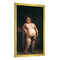 Gerahmtes Bild von Juan de Carreño de Miranda "Die nackte Mißgestalt", Kunstdruck im hochwertigen handgefertigten Bilder-Rahmen, 70x100 cm, Gold raya