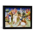 Gerahmtes Bild von Marco Polo Buchmalerei Marco Polo, Merveilles, fol.88 r., Kunstdruck im hochwertigen handgefertigten Bilder-Rahmen, 40x30 cm, Schwarz matt