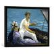 Gerahmtes Bild von Edouard Manet "En bateau", Kunstdruck im hochwertigen handgefertigten Bilder-Rahmen, 70x50 cm, Schwarz matt