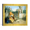 Gerahmtes Bild von Giovanni Battista Tiepolo G.B.Tiepolo, Rinaldo u.Armida im Garten, Kunstdruck im hochwertigen handgefertigten Bilder-Rahmen, 40x30 cm, Gold raya