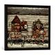 Gerahmtes Bild von Egon Schiele Häuser mit bunter Wäsche (Vorstadt II), Kunstdruck im hochwertigen handgefertigten Bilder-Rahmen, 70x50 cm, Schwarz matt