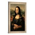 Gerahmtes Bild von Leonardo da Vinci "Mona Lisa, c.1503-6", Kunstdruck im hochwertigen handgefertigten Bilder-Rahmen, 40x60 cm, Silber raya
