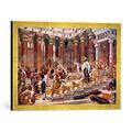 Gerahmtes Bild von Sir Edward John Poynter "The Visit of the Queen of Sheba to King Solomon", Kunstdruck im hochwertigen handgefertigten Bilder-Rahmen, 60x40 cm, Gold raya