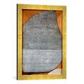 Gerahmtes Bild von Ptolemaic Period Egyptian "The Rosetta Stone, from Fort St. Julien, El-Rashid 196 BC", Kunstdruck im hochwertigen handgefertigten Bilder-Rahmen, 40x60 cm, Gold raya