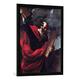 Gerahmtes Bild von Guido Reni "Moses with the Tablets of the Law", Kunstdruck im hochwertigen handgefertigten Bilder-Rahmen, 60x80 cm, Schwarz matt