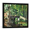 Gerahmtes Bild von Paul Cézanne The Bridge at Maincy, or The Bridge at Mennecy, or The Little Bridge, c.1879, Kunstdruck im hochwertigen handgefertigten Bilder-Rahmen, 70x50 cm, Schwarz matt