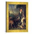 Gerahmtes Bild von Alexandre-Francois Desportes Self Portrait as a Hunter, 1699", Kunstdruck im hochwertigen handgefertigten Bilder-Rahmen, 30x40 cm, Gold raya