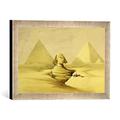 Gerahmtes Bild von David Roberts "The Great Sphinx and the Pyramids of Giza, from 'Egypt and Nubia', Vol.1", Kunstdruck im hochwertigen handgefertigten Bilder-Rahmen, 40x30 cm, Silber raya