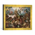 Gerahmtes Bild von Pieter Bruegel der Ältere The Fall of the Rebel Angels, 1562", Kunstdruck im hochwertigen handgefertigten Bilder-Rahmen, 40x30 cm, Gold raya