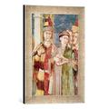 Gerahmtes Bild von Simone Martini Detail of musicians from the Life of St. Martin, c.1326, Kunstdruck im hochwertigen handgefertigten Bilder-Rahmen, 30x40 cm, Silber raya